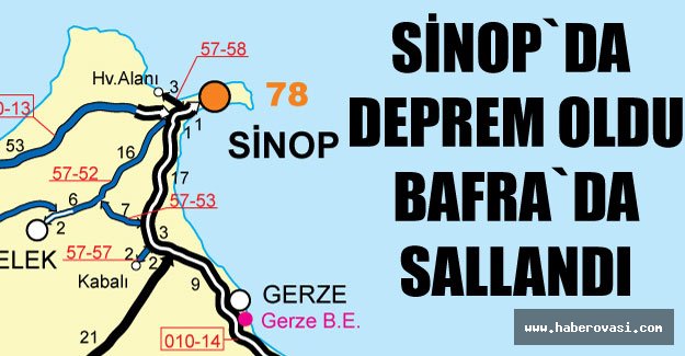 SİNOP`DA DEPREM OLDU BAFRA`DA SALLANDI