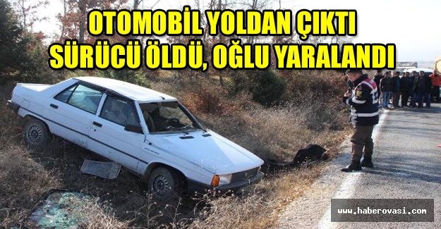 Otomobil yoldan çıktı, sürücü öldü, oğlu yaralandı