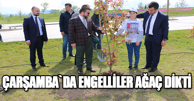 Çarşamba`da Engelliler ağaç dikti