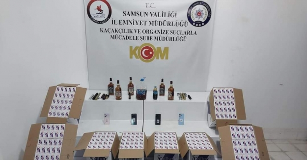 Samsun'da kaçak makaron ve alkol operasyonu