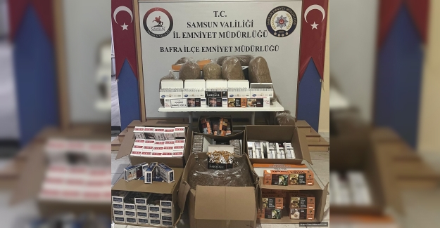 Bafra'da kaçak sigara operasyonunda işyerine baskın