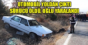 Otomobil yoldan çıktı, sürücü öldü, oğlu yaralandı