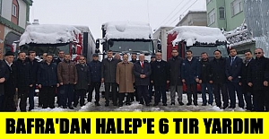 Bafra'dan Halep'e 6 TIR yardım